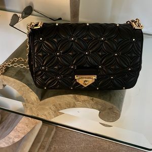 Michael kors quilted bag w gold studs and gold chain strap